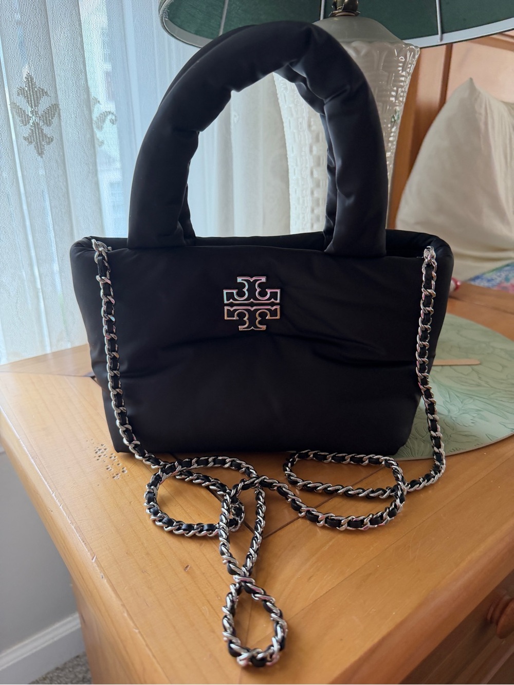 NWT Tory Burch Britten Nylon Puffy Tote/Crossbody Black